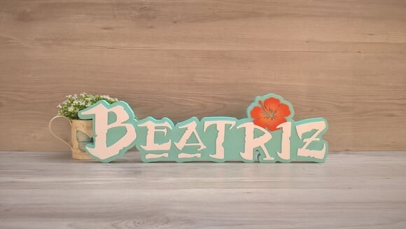 Nome em mdf - Peça de Mesa Tema Moana - Beatriz 15 cm