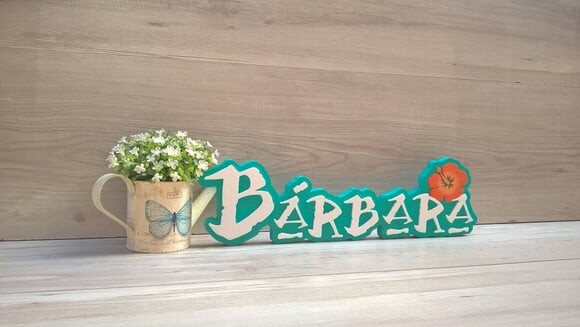 Nome em MDF - Peça de mesa Tema MOANA - Bárbara 12 cm