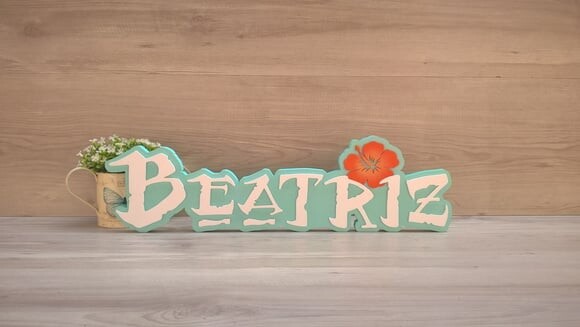 Nome em mdf - Peça de Mesa Tema Moana - Beatriz 15 cm