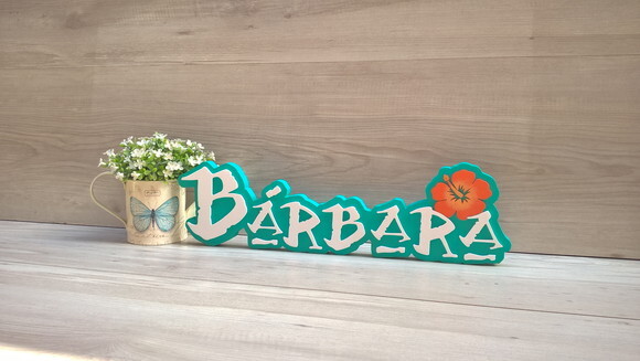 Nome em MDF - Peça de mesa Tema MOANA - Bárbara 12 cm