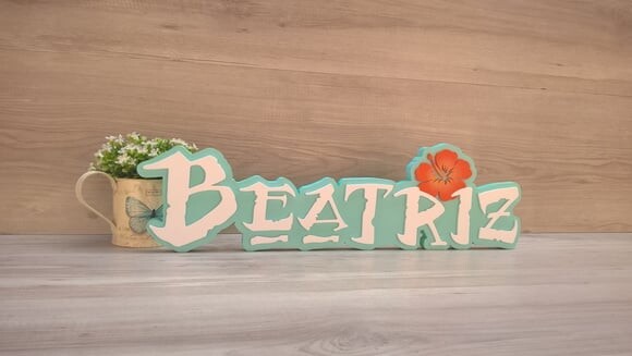 Nome em mdf - Peça de Mesa Tema Moana - Beatriz 15 cm