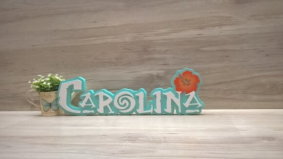 Nome em MDF - Peça de mesa Tema MOANA - Carolina 15 cm