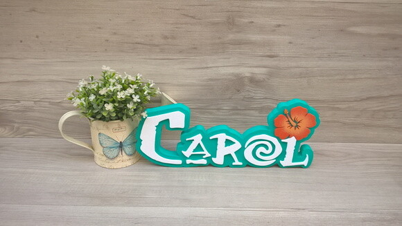 Nome em MDF - Peça de mesa Tema MOANA - Carol 12 cm