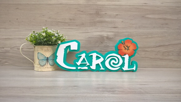 Nome em MDF - Peça de mesa Tema MOANA - Carol 12 cm