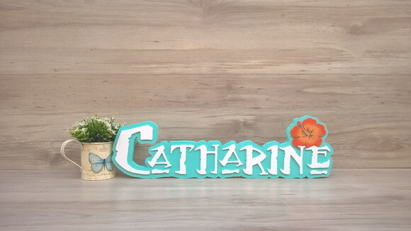 Nome em MDF - Peça de mesa Tema MOANA - Catharine 15 cm