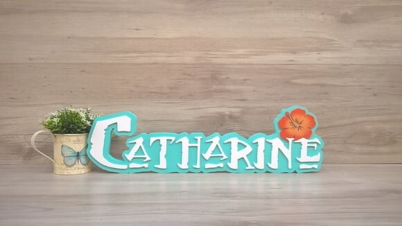 Nome em MDF - Peça de mesa Tema MOANA - Catharine 15 cm