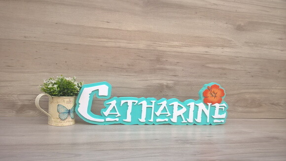 Nome em MDF - Peça de mesa Tema MOANA - Catharine 15 cm