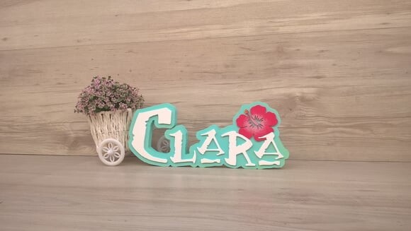 Nome em MDF - Peça de mesa Tema MOANA - Clara 12 cm