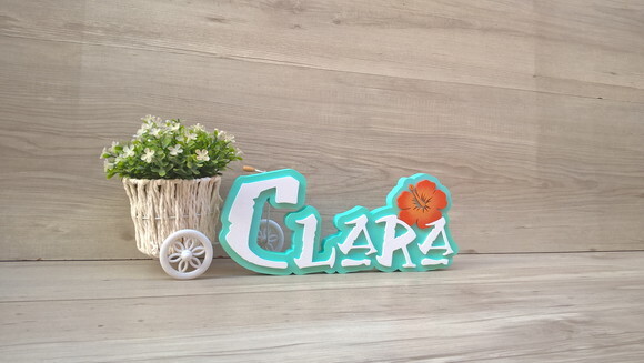 Nome em MDF - Peça de mesa Tema MOANA - Clara 12 cm