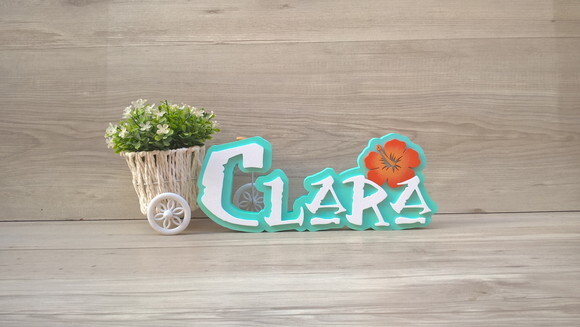 Nome em MDF - Peça de mesa Tema MOANA - Clara 12 cm