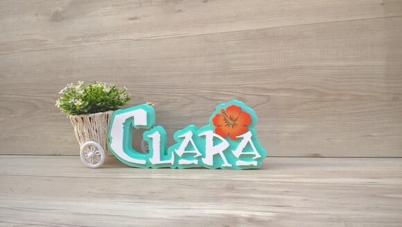 Nome em MDF - Peça de mesa Tema MOANA - Clara 12 cm