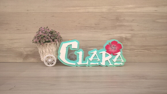 Nome em MDF - Peça de mesa Tema MOANA - Clara 12 cm