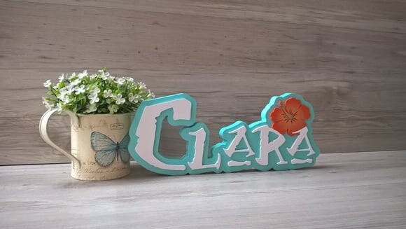 Nome em MDF - Peça de mesa Tema MOANA - Clara 12 cm