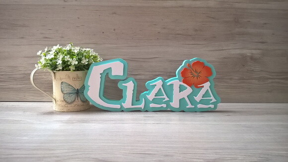 Nome em MDF - Peça de mesa Tema MOANA - Clara 12 cm