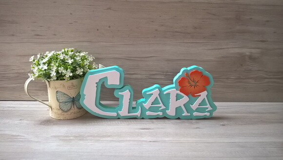 Nome em MDF - Peça de mesa Tema MOANA - Clara 12 cm
