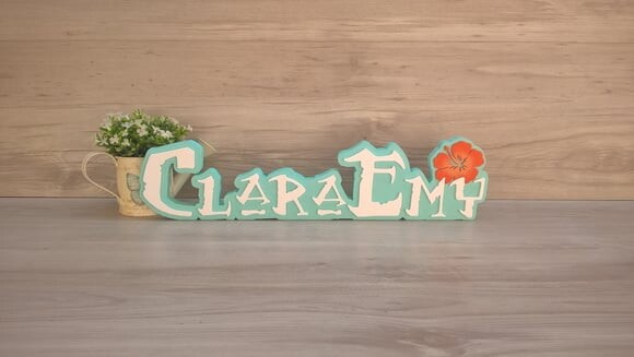 Nome em MDF - Peça de mesa Tema MOANA - Clara Emy 12 cm