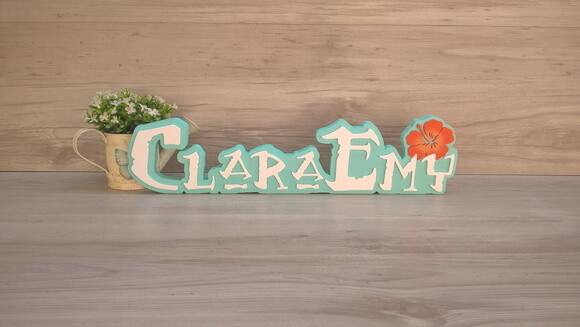 Nome em MDF - Peça de mesa Tema MOANA - Clara Emy 12 cm