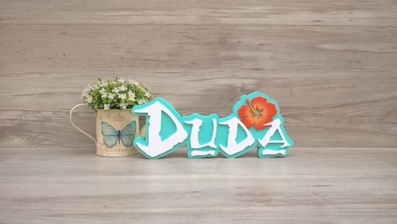 Nome em MDF - Peça de mesa Tema MOANA - Duda 12 cm