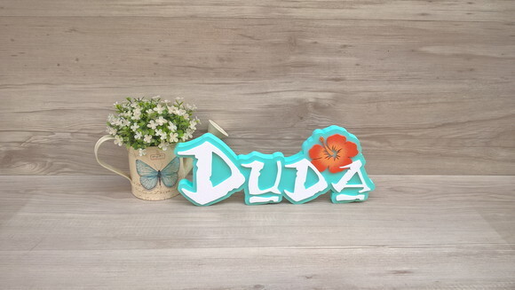Nome em MDF - Peça de mesa Tema MOANA - Duda 12 cm