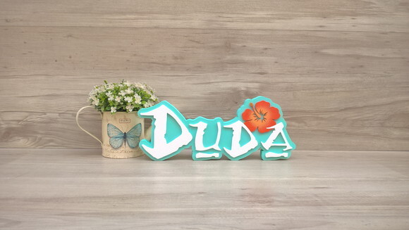 Nome em MDF - Peça de mesa Tema MOANA - Duda 12 cm