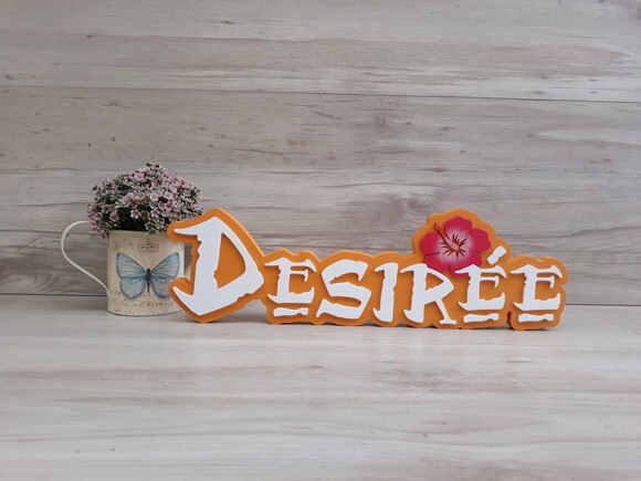 Nome em MDF - Peça de mesa Tema MOANA - Desirée - 12 cm