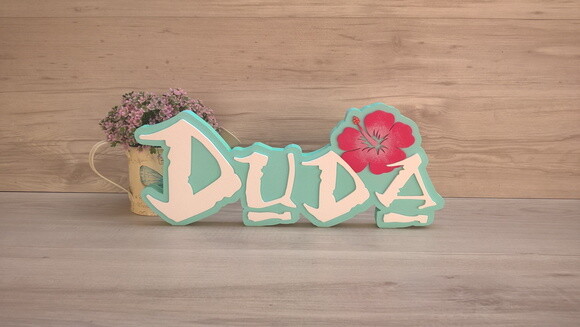 Nome em MDF - Peça de mesa Tema MOANA - Duda 15 cm