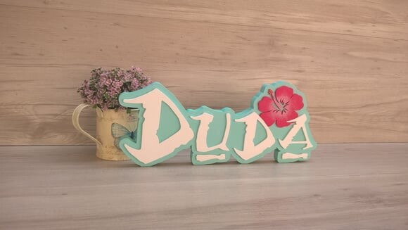 Nome em MDF - Peça de mesa Tema MOANA - Duda 15 cm