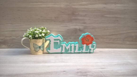 Nome em MDF - Peça de mesa Tema MOANA - Emilly 12 cm