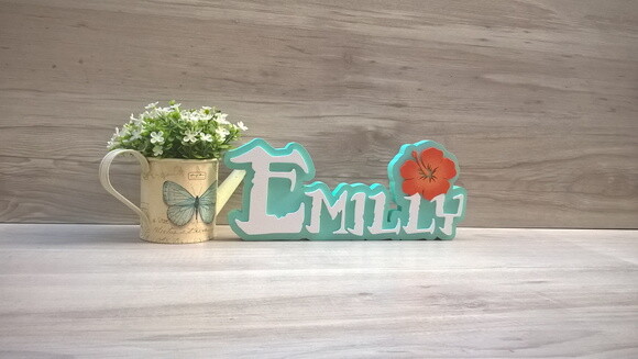 Nome em MDF - Peça de mesa Tema MOANA - Emilly 12 cm