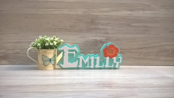 Nome em MDF - Peça de mesa Tema MOANA - Emilly 12 cm