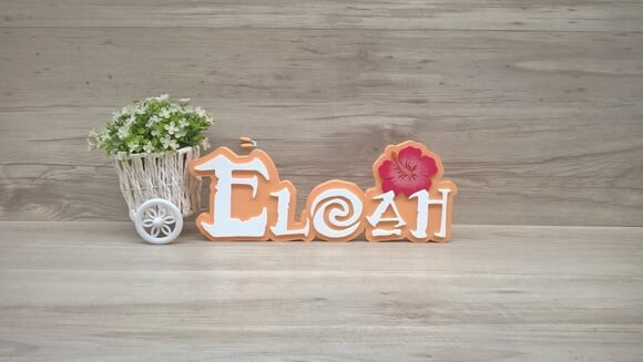 Nome em MDF - Peça de mesa Tema MOANA - Eloah 12 cm