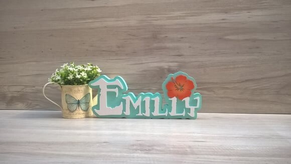 Nome em MDF - Peça de mesa Tema MOANA - Emilly 12 cm