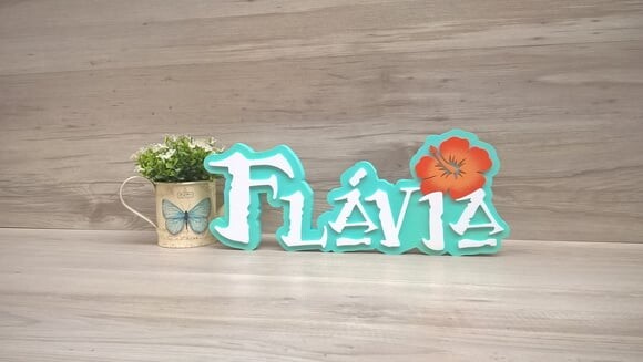 Nome em MDF - Peça de mesa Tema MOANA - Flávia 15 cm
