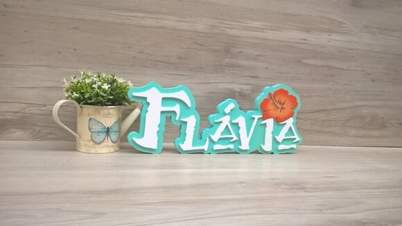Nome em MDF - Peça de mesa Tema MOANA - Flávia 15 cm