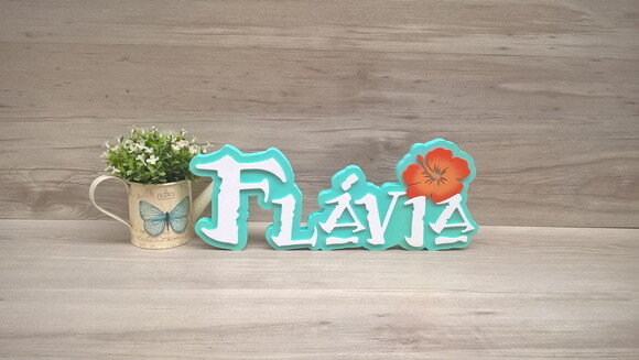 Nome em MDF - Peça de mesa Tema MOANA - Flávia 15 cm