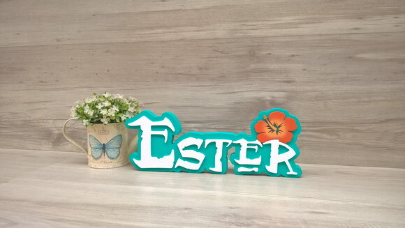 Nome em MDF - Peça de mesa Tema MOANA - Ester 12 cm