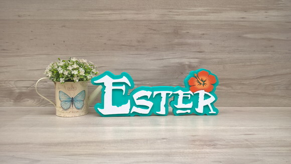 Nome em MDF - Peça de mesa Tema MOANA - Ester 12 cm