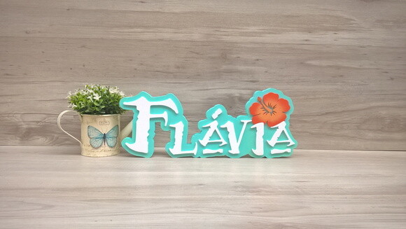 Nome em MDF - Peça de mesa Tema MOANA - Flávia 15 cm