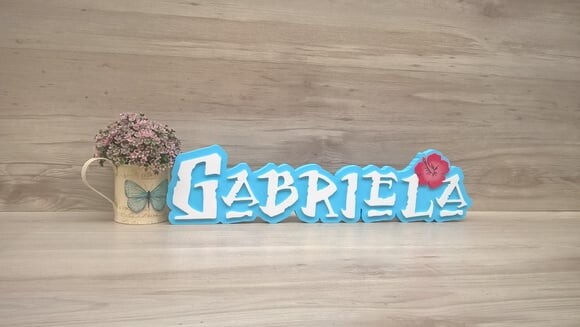 Nome em MDF - Peça de mesa Tema MOANA - Gabriela 12 cm