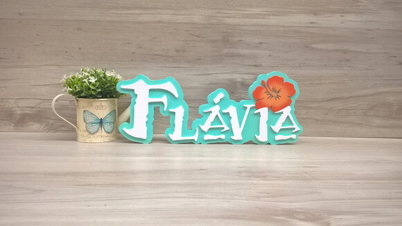 Nome em MDF - Peça de mesa Tema MOANA - Flávia 15 cm