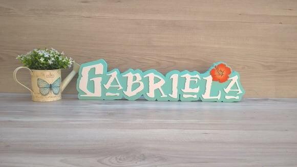 Nome em MDF - Peça de mesa Tema MOANA - Gabriela 12 cm
