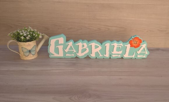 Nome em MDF - Peça de mesa Tema MOANA - Gabriela 12 cm