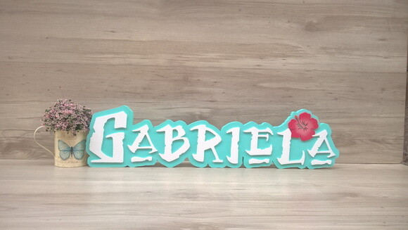 Nome em MDF - Peça de mesa Tema MOANA - Gabriela 15 cm