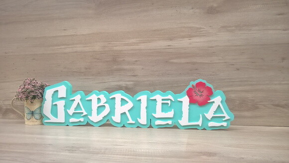 Nome em MDF - Peça de mesa Tema MOANA - Gabriela 15 cm