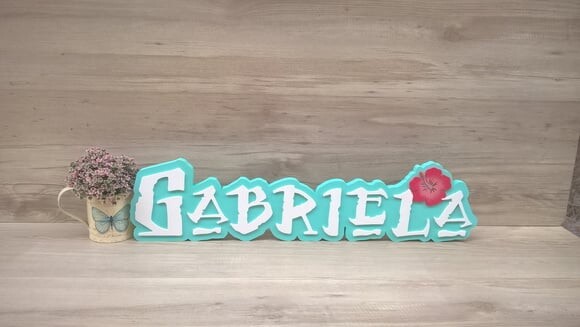 Nome em MDF - Peça de mesa Tema MOANA - Gabriela 15 cm