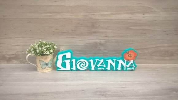 Nome em MDF - Peça de mesa Tema MOANA - Giovanna 12 cm