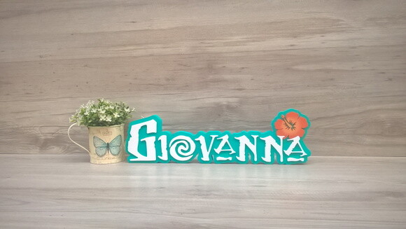 Nome em MDF - Peça de mesa Tema MOANA - Giovanna 12 cm