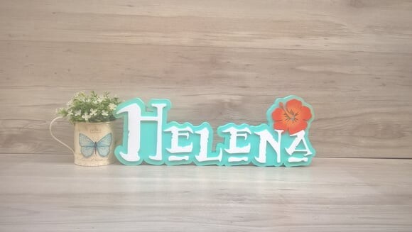 Nome em MDF - Peça de mesa Tema MOANA - Helena 15 cm