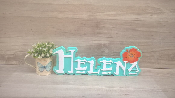 Nome em MDF - Peça de mesa Tema MOANA - Helena 15 cm