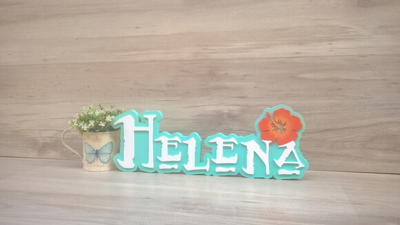 Nome em MDF - Peça de mesa Tema MOANA - Helena 15 cm